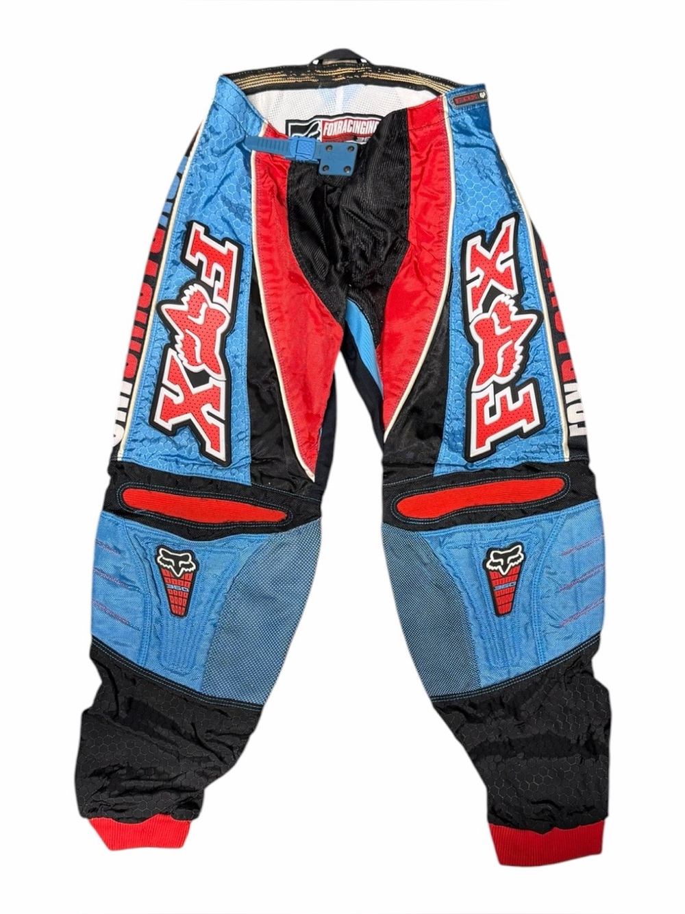Vintage 1990s Fox Racing 360 Motocross Moto Dirt Bike Pants Red White Blue Sz 32